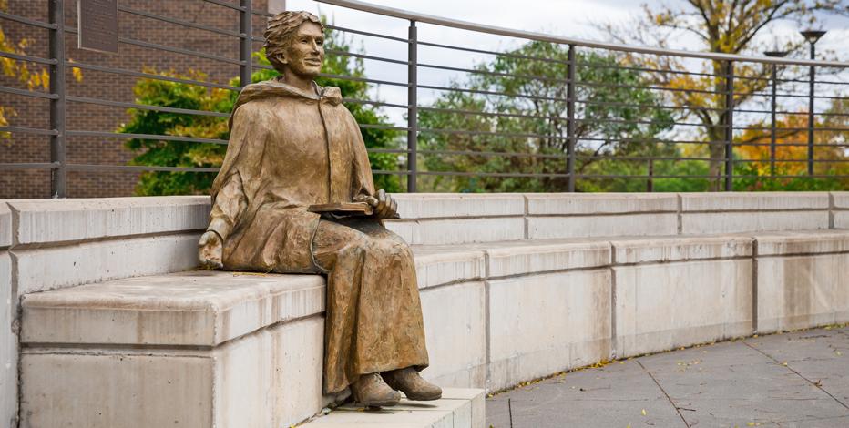A statue of sister mary francis warde on Mount Mercy campus